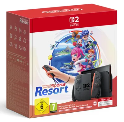 Zdjęcie produktu dla Nintendo Switch 2 & Switch Sports Resort, Nintendo Switch 2, Czarny, Analogowa/Cyfrowa, D-pad, Przycisk Home, Przycisk menu, Przycisk zasilania, Capture button, Przyciski, LCD