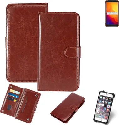 Produktbild von K-S-Trade 360° Hülle kompatibel mit Blackview BV4900S braun Kunstleder Case BookCase WalletCase Kunstlederederhülle Handyhülle, Rundumschutz