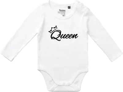 Produktbild von Huuraa Baby Body Queen Krone 62 White  Baumwolle Fairtrade Langarmbody Geschenkidee