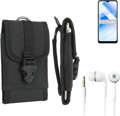 Produktbild von K-S-Trade Holster Schutz Hülle kompatibel mit Oppo A53s 5G Gürteltasche Handy Hülle Tasche outdoor Seitentasche schwarz 1x + Kopfhörer