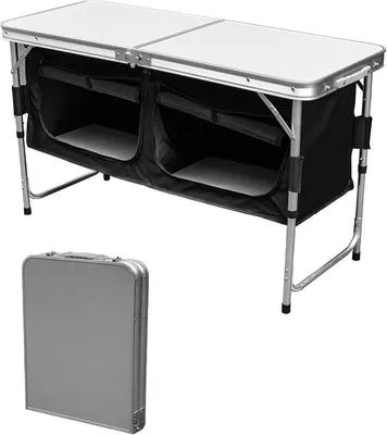 Produktbild von Campingküche,Campingschrank Höhenverstellbar mit Tragetasche,Outdoor Camping Küchenschrank Faltbar Aus Aluminiumgestell