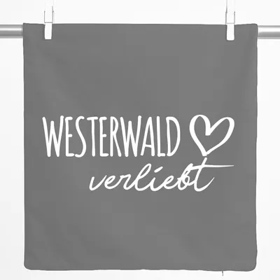 Produktbild von Huuraa Kissenbezug Westerwald verliebt 40x40cm Steel Grey Baumwolle Dekokissenbezug Geschenkidee