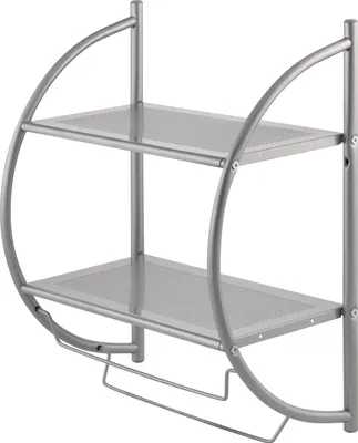 Produktbild von bremermann Badezimmerregal 2in1, 2 Ablagen, 2 Handtuchhalter, 44,5 x 54,5 x 25 cm, grau