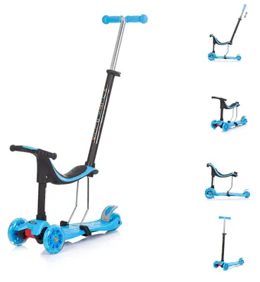 Produktbild von Chipolino Kinderroller 3 in 1 Multi Plus 3 Räder, Laufrad, Roller, LED-Lichter blau