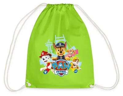 Produktbild von Spreadshirt Paw Patrol Logo Turnbeutel, One size, Neongrün