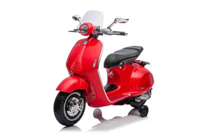 Obrázek produktu pro Elektrický skútr Vespa 946 se zpětným chodem, červený, s licencí, přídavná kolečka, lithiová baterie, 2 x 30 W motory, kožené sedadlo, přehrávač MP3 se vstupem USB