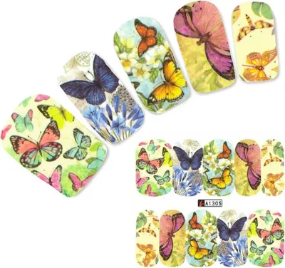 Produktbild von Tattoo Nail Blumen Schmetterling Aufkleber Nagel Sticker