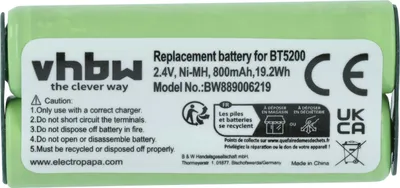 Produktbild von vhbw Akku kompatibel mit Philips 5802X, 5802XL, 5801X, 5801XL, 5616X, 5655X, 5602X, 5615X, 5821XL, 4885XL/A, 5817XL Rasierer (800 mAh, 2,4 V, NiMH)