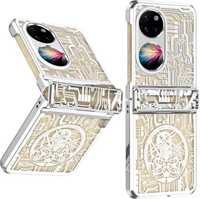 Produktbild von Hülle für Huawei P50 Pocket Luxus Galvanisierte Scharnierschutz Transparent Schutzhülle Silber