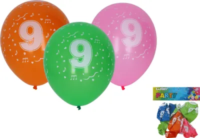 Immagine prodotto di Pallone gonfiabile 30 cm - set di 5, con il numero 9