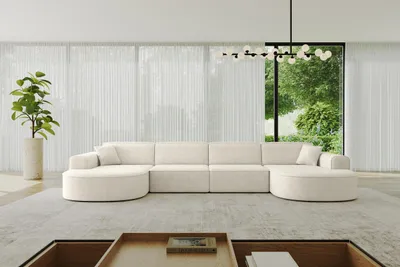 Produktbild von ALTDECOR Ecksofa - MARI-U2 - 388x171x79,5 - Creme Corner Sofa Eckcouch Couch U-Form, Wohnlandschaft