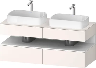Produktbild von Duravit Qatego Konsolenwaschtischunterbau, 2 Auszüge, 2 Schubkästen, 2 Ausschnitte, 1400x550x600mm, Nische Weiß Matt, QA4767018840010