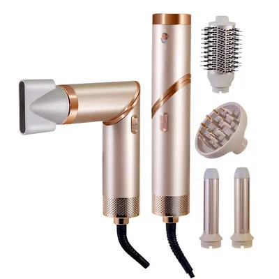 Produktbild von 5 in 1Heißluft-Stylingbürste und Haartrockner, Faltbarer Lockenstab zum Trocknen,Volumisieren,Glätten,Locken,Negative Ion Heißluftbürste ​reduziert