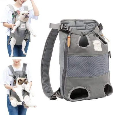 Immagine prodotto di Zaini per cani medi e grandi Borsa per cani Borsa per cani regolabile per il trasporto Zaino per escursioni, viaggi, campeggio, supporto fino a 12 kg grigio