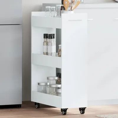 Obrázek produktu pro Skříňka s kolečky Bílá 60x22x79 cm Materiál na bázi dřeva