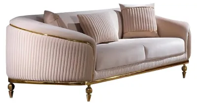 Image de Canapé trois places Salon Canapé 3 places Rembourrage Meubles Tissu Beige Moderne Canapé