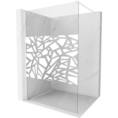 Obrázek produktu pro Mexen Kioto sprchová zástěna 100 x 200 cm, Průhledné/Bílý vzor 8 mm, Bílá - 800-100-101-20-85