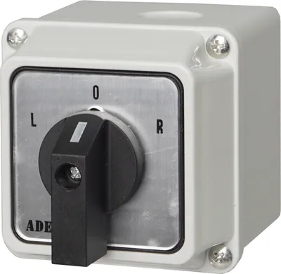 Produktbild von Nockenschalter Drehschalter Wendeschalter Wahlschalter mit Gehäuse IP65 L-0-R Links-Off-Rechts 3-polig 3-Phasen 16A