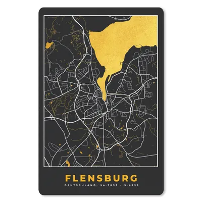 Produktbild von MuchoWow® Mauspad Mousepad Flensburg - Gold - Stadtplan - Karte - Deutschland 18x27 cm - Mousepads - Maus Mat - Pad - Mausunterlage