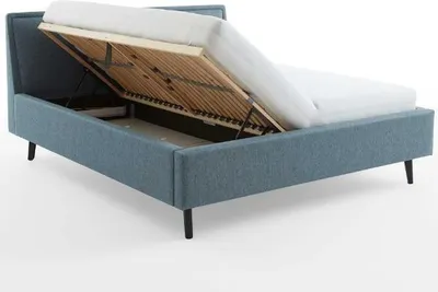 Image de Lit rembourré Lit double Frieda avec housse en tissu Stelar Sawana 39 Ocean-avec sommier-180 x 200 cm-noir
