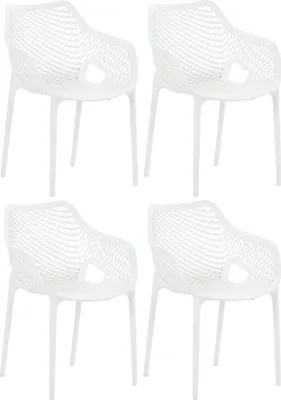 Produktbild von CLP Gartenstuhl Air XL 4er Set, Modern, Gestell Kunststoff, stapelbar, wetterfest weiß