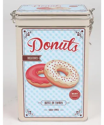 Image de 12 boîtes à provisions en métal avec des designs rétros café biscuits conserver cuisine