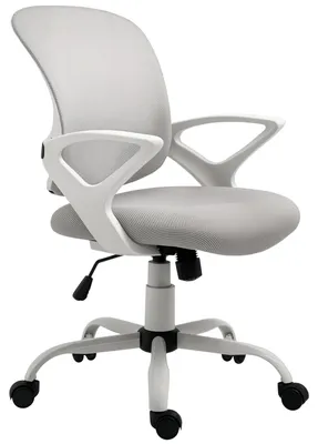 Immagine prodotto di Sedia da Ufficio Basculante in Tessuto a Rete Grigio, Sedia da Scrivania Ergonomica e Girevole con Altezza Regolabile