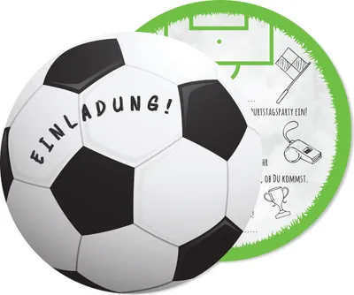 Produktbild von Friendly Fox Fußball Einladung rund - 12 Einladungskarten Fussball zum Kindergeburtstag Junge Mädchen- Geburtstagseinladungen - ideal für kleine Fußball-Fans