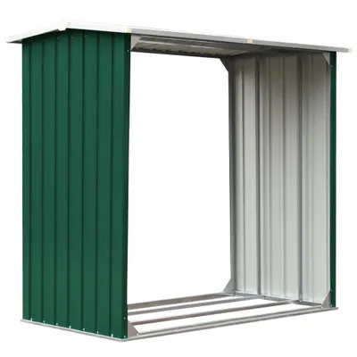 Zdjęcie produktu dla The Living Store Schowek na drewno opałowe Stal ocynkowana 172x91x154 cm Zielony