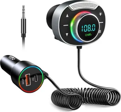 Produktbild von Bluetooth-Autoradio-Transmitter (5,3 GHz, FM), [Bass & HiFi] Bluetooth-Autoradio-Adapter, Bluetooth-Freisprecheinrichtung