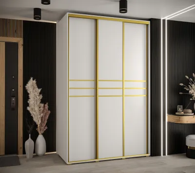 Produktbild von Kleiderschrank YVONA 10 - 160/60 cm, weiß/gold