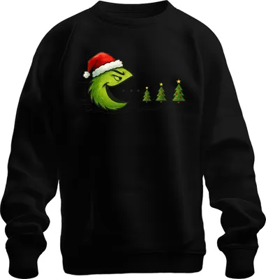 Produktbild von Weihnachtsbaum Fresser Grün frech Weihnachten Geschenk Retro Uni Sweatshirt Pullover, Schwarz, M