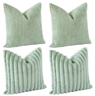 Immagine prodotto di Omgoods - Set di 4 federe per cuscini in velluto a coste, 45x45 cm - Morbide e decorative