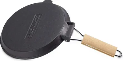 Immagine prodotto di Padella per grigliare in ghisa con manico in legno - versatile - 1 pezzo - nero - ghisa