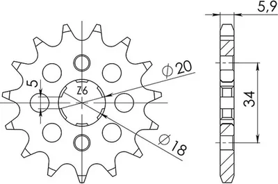 Immagine prodotto di Pignone Passo 428 - Z 16 Denti (Dis.49300)