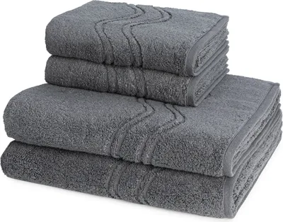 Produktbild von Ross Cashmere feeling 2 X Handtuch 2 X Duschtuch im Set Walkfrottee aus Baumwolle 520 g/m², Weich saugstark mit Aufhänger Kordel, Wellenmuster und gewebte Bordüre elegant