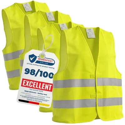 Image de Gilet de sécurité automobile - Réfléchissant - Jaune - Lot de 4