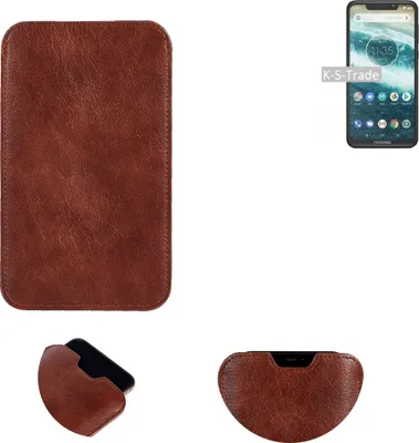 Produktbild von K-S-Trade Schutzhülle Handyhülle kompatibel mit Motorola One Handytasche Kunstleder Sleeve in braun