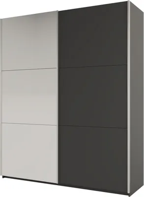 Produktbild von Schwebetürenschrank Katania 200, 2 Türen Kleiderschrank mit 1 Spiegel, Moderne Garderobe, Schrank in Größe: 200 x 244 x 65 cm