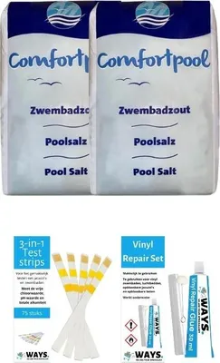 Produktbild von Sparpackung - Poolsalz - 40 kg (2 x 20) & WAYS Reparaturset und Teststreifen