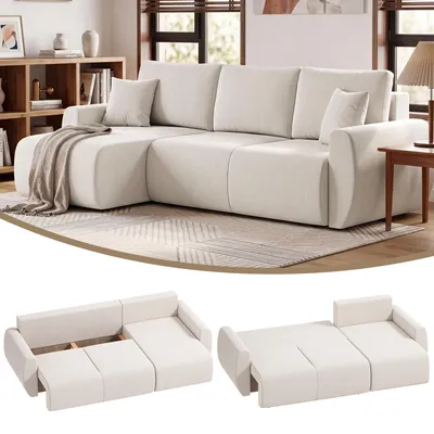 Zdjęcie produktu dla HOMCOM – narożnik z funkcją spania, 3-osobowa rozkładana sofa z odwracalnym leżakiem