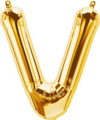 Zdjęcie produktu dla Balon foliowy litera V, złoty, ok. 80 cm, do napełniania powietrzem
