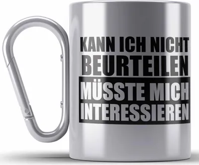 Produktbild von Trendation - Edelstahl Tasse Karabiner mit Spruch Geschenk KaffeEdelstahl Tasse Karabiner mit Sprüchen Lustig Geschenkidee Kollege Arbeitskollege Mann Geschenkidee (Silber)