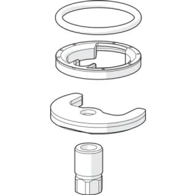 An exploded view of plumbing fixture components.