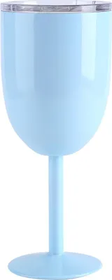 Produktbild von Edelstahl-Cocktailbecher, vakuumisoliert, Weinbecher, Saftbecher mit Deckel, blau
