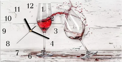 Produktbild von Wanduhr aus Glas mit Motiv Rotweingläserfall- 60 x 30 cm - inkl. Aufhängesystem