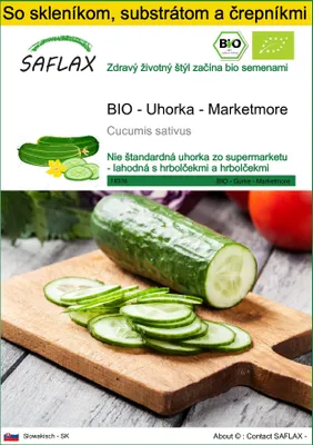 Obrázok produktu pre SAFLAX Kultivačný set - BIO - Uhorka - Marketmore - Cucumis sativus - 20 Semená - S mini skleníkom, pestovateľským substrátom a 2 črepníkmi