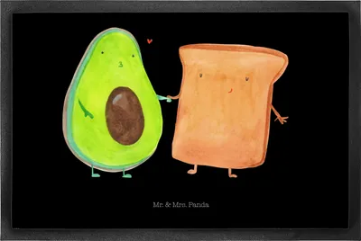 Produktbild von Mr. & Mrs. Panda Schmutzmatte Avocado Toast 50 x 75 cm - Schwarz - Geschenk, Schmutzfangmatte, Fußabtreter, Freund, fußmatte, bodenmatte, Hochzeit, Hochzeitsgeschenk