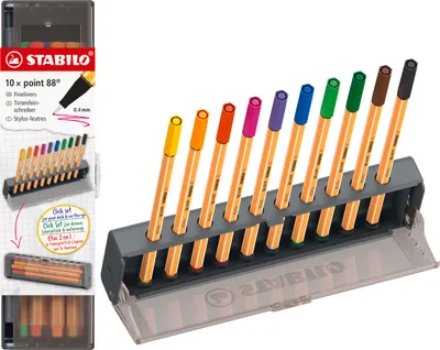 Image de STABILO 8810-5 STABILO Fineliner point 88, lot de 10 stylos à clic