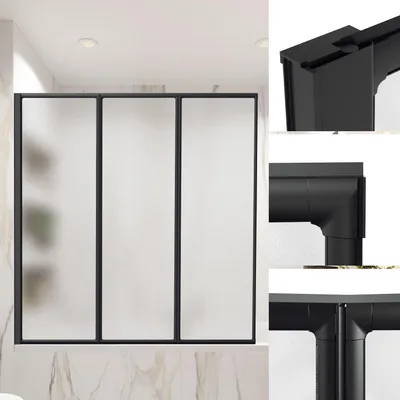 Produktbild von Jayseuw 120X140cm Badewannenfaltwand Badewannenaufsatz mit Duschwand Duschabtrennung Höhe 140cm Dusche Faltwand ,Schwarz